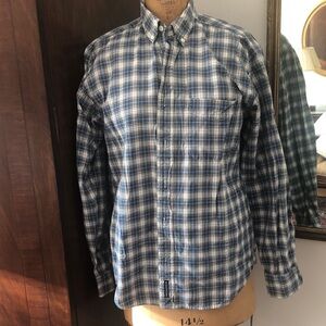 American Eagle Outfitters Navy and White Checkered Shirt